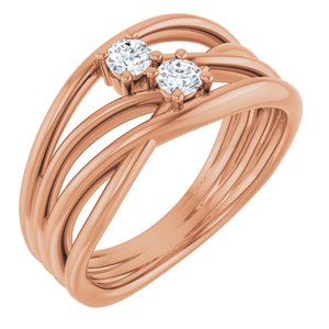 Ladies Natural Diamond Two-Stone Bypass Ring (I1, G-H) — 14K Rose Gold