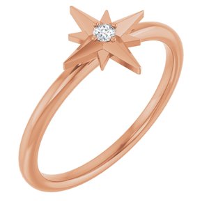 Ladies Natural Diamond Star Ring (I1, G-H) — 14K Rose Gold