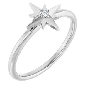 Ladies Natural Diamond Star Ring (I1, G-H) — Sterling Silver