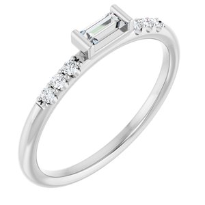 Ladies Natural Diamond Stackable Ring (SI2-I1, G-H) — Sterling Silver