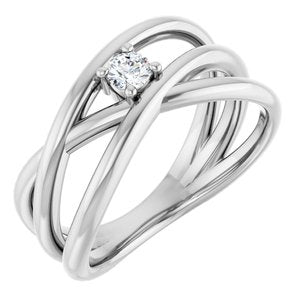 Ladies Natural Diamond Negative Space Ring (I1, G-H) — Sterling Silver