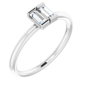 Ladies Natural Diamond Two-Stone Ring (I1, G-H) — Sterling Silver