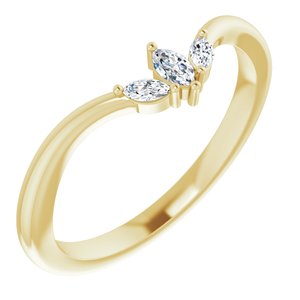 Ladies Natural Diamond Three-Stone V Ring (I1, GHI) — 14K Yellow Gold