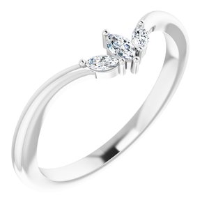 Ladies Natural Diamond Three-Stone V Ring (I1, GHI) — Sterling Silver