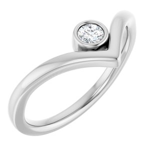Ladies Natural Diamond Bezel-Set V Ring (SI2-SI3, G-H) — Platinum