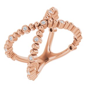 Ladies Natural Diamond Beaded Negative Space Ring (I1, G-H) — 14K Rose Gold