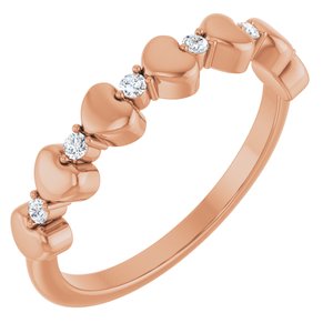 Ladies Natural Diamond Heart Stackable Ring (I1, G-H) — 14K Rose Gold