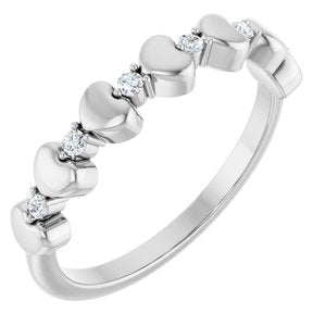Ladies Natural Diamond Heart Stackable Ring (SI2-SI3, G-H) — Platinum