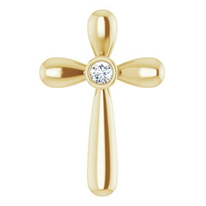 Ladies Natural Diamond Cross Pendant (I1, G-H) — 14K Yellow Gold