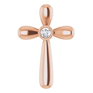 Ladies Natural Diamond Cross Pendant (I1, G-H) — 14K Rose Gold