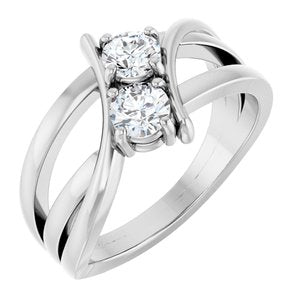 Ladies Natural Diamond Two-Stone Ring (SI2-SI3, G-H) — Platinum