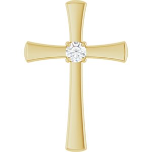 Ladies Natural Diamond Cross Pendant (I1, G-H) — 14K Yellow Gold
