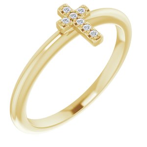 Ladies Natural Diamond Stackable Cross Ring (I1, G-H) — 14K Yellow Gold