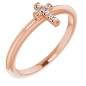 Ladies Natural Diamond Stackable Cross Ring (I1, G-H) — 14K Rose Gold