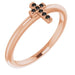 Ladies Natural Black Diamond Stackable Cross Ring (Opaque, Black) — 14K Rose Gold