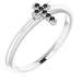 Ladies Natural Black Diamond Stackable Cross Ring (Opaque, Black) — Sterling Silver