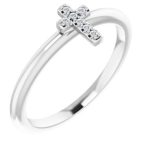 Ladies Natural Diamond Stackable Cross Ring (I1, G-H) — Sterling Silver