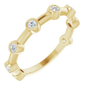 Ladies Natural Diamond Bezel-Set Bar Ring (I1, G-H) — 14K Yellow Gold