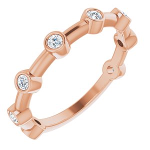 Ladies Natural Diamond Bezel-Set Bar Ring (I1, G-H) — 14K Rose Gold