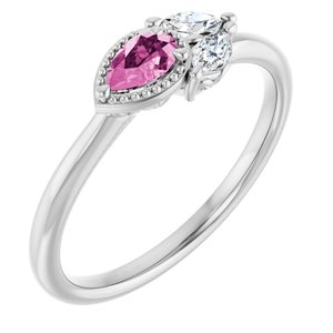 Ladies Natural Pink Sapphire Natural Diamond Ring (SI2-SI3, GHI) — Platinum