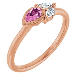 Ladies Natural Pink Sapphire Natural Diamond Ring (I1, G-H) — 14K Rose Gold