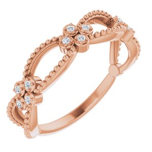 Ladies Natural Diamond Stackable Bead Ring (I1, G-H) — 14K Rose Gold