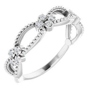 Ladies Natural Diamond Stackable Bead Ring (SI2-SI3, G-H) — Platinum
