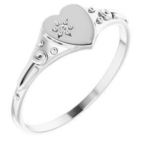 Ladies Natural Diamond Youth Heart Ring (Si2-Si3, G-H) — Platinum