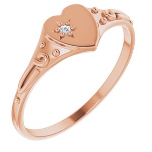 Ladies Natural Diamond Youth Heart Ring (I1, G-H) — 14K Rose Gold