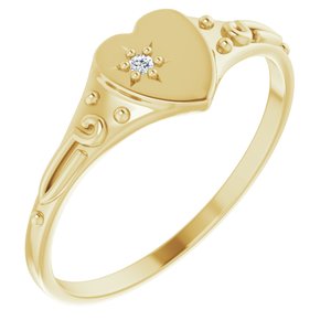 Ladies Natural Diamond Youth Heart Ring (I1, G-H) — 14K Yellow Gold