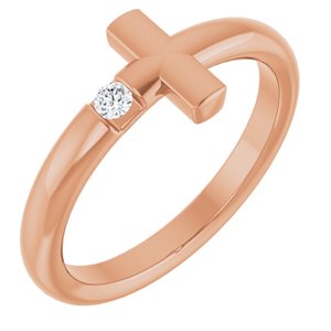 Ladies Natural Diamond Sideways Cross Ring (I1, G-H) — 14K Rose Gold