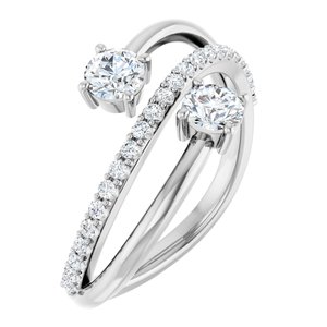 Ladies Natural Diamond Two-Stone Ring (I1, G-H) — Sterling Silver