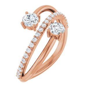 Ladies Natural Diamond Two-Stone Ring (I1, G-H) — 14K Rose Gold