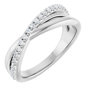 Ladies Natural Diamond Criss-Cross Ring (I1, G-H) — 14K White Gold