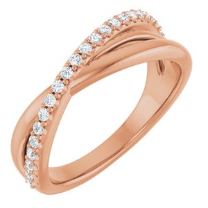 Ladies Natural Diamond Criss-Cross Ring (I1, G-H) — 14K Rose Gold