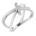 Ladies Natural Diamond Cross Rope Ring (SI2, G-H) — Sterling Silver