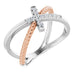Ladies Natural Diamond Cross Rope Ring (SI2, G-H) — 14K White/Rose Gold