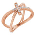 Ladies Natural Diamond Cross Rope Ring (SI2, G-H) — 14K Rose Gold