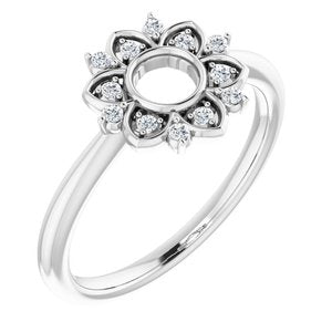 Ladies Natural Diamond Starburst Ring (SI2-SI3, G-H) — Sterling Silver