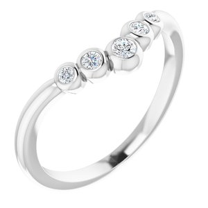 Ladies Natural Diamond Graduated V Ring (I1, G-H) — Sterling Silver