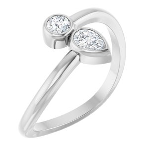 Ladies Natural Diamond Two-Stone Bypass Ring (SI2-SI3, GHI) — Sterling Silver