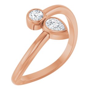 Ladies Natural Diamond Two-Stone Bypass Ring (SI2-SI3, GHI) — 14K Rose Gold