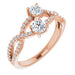 Ladies 4 mm Round Natural Diamond Two-Stone Ring (I1, G-H) — 14K Rose Gold