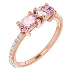 Ladies Natural Morganite Natural Diamond Ring (I1, G-H) — 14K Rose Gold