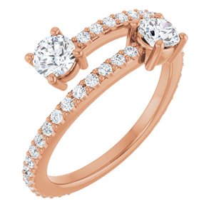 Ladies Natural Diamond Two-Stone Ring (I1, G-H) — 14K Rose Gold