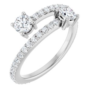 Ladies Natural Diamond Two-Stone Ring (SI2-SI3, G-H) — Platinum
