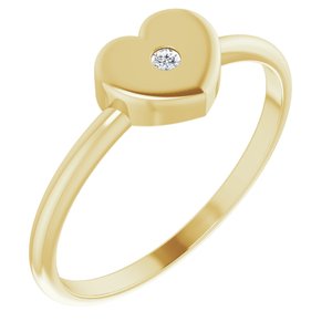 Ladies Natural Diamond Youth Heart Ring (I1, G-H) — 14K Yellow Gold
