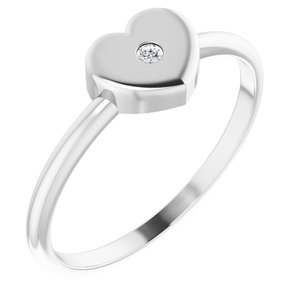 Ladies Natural Diamond Youth Heart Ring (SI2-SI3, G-H) — Platinum