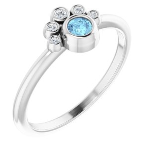 Ladies Natural Aquamarine Natural Diamond Ring (I1, G-H) — Sterling Silver