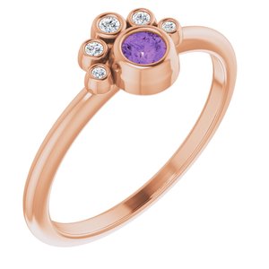 Ladies Natural Amethyst Natural Diamond Ring (I1, G-H) — 14K Rose Gold